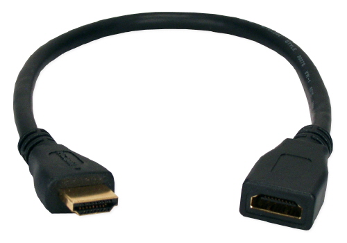 QVS 1ft HDMI Male to Female Digital A/V PortSaver Cable